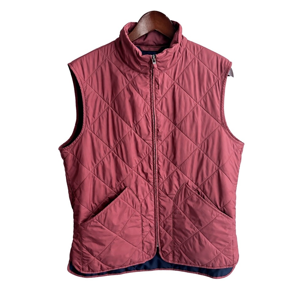 J.Crew Excursion Quilted Vest Women Medium Berry Pink EUC Diamond Zip Up